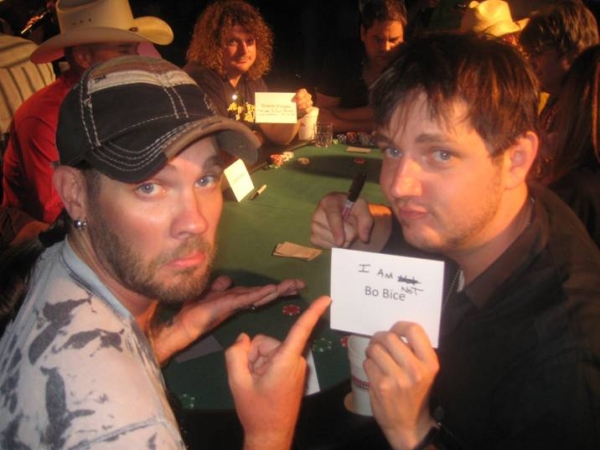 Bo Bice and Jeremy McComb pose for a picture during Digital Rodeo's Celebrity Poker Tournament Bo Bice and Jeremy McComb pose for a picture during Digital Rodeo's Celebrity Poker Tournament